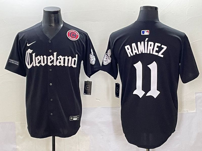 Men 2025 Cleveland Indians #11 Ramirez Black Five generations Joint Name Nike MLB Jersey style 14->cleveland indians->MLB Jersey